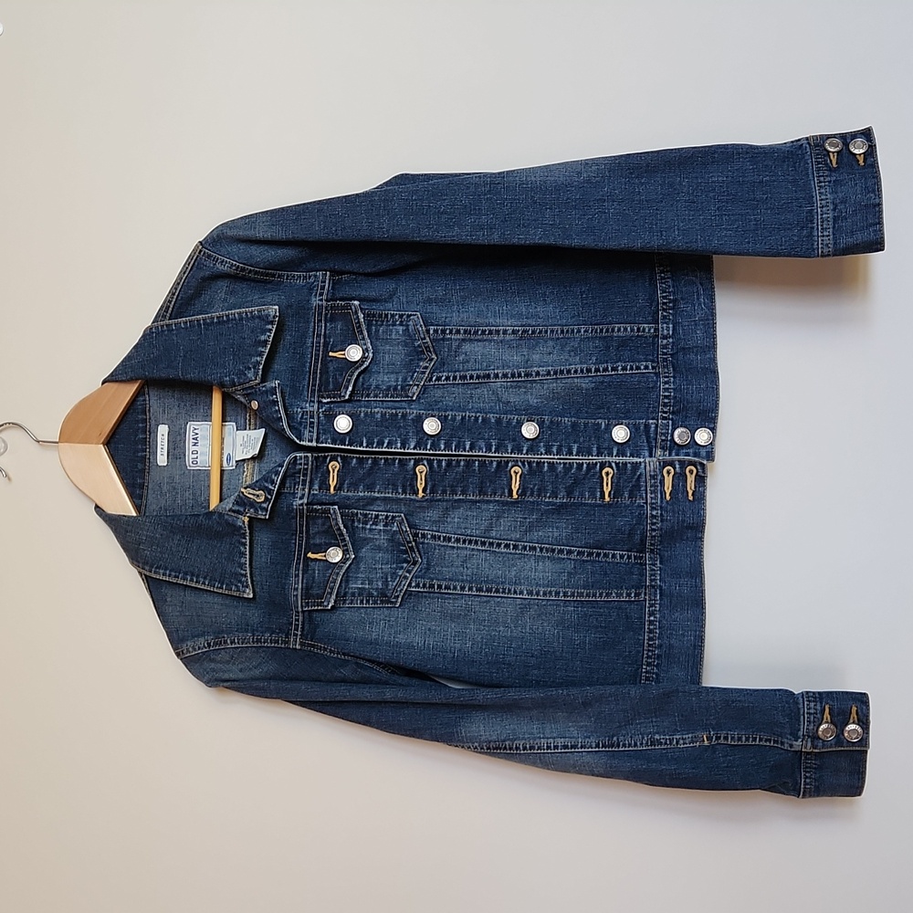 Old Navy Jean Jacket, Size M, Vintage 2004, Dark Wash, Silver Hardware